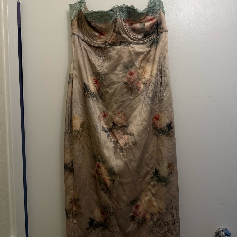 House of CB Floral Maxi Skirt with Lace Trim